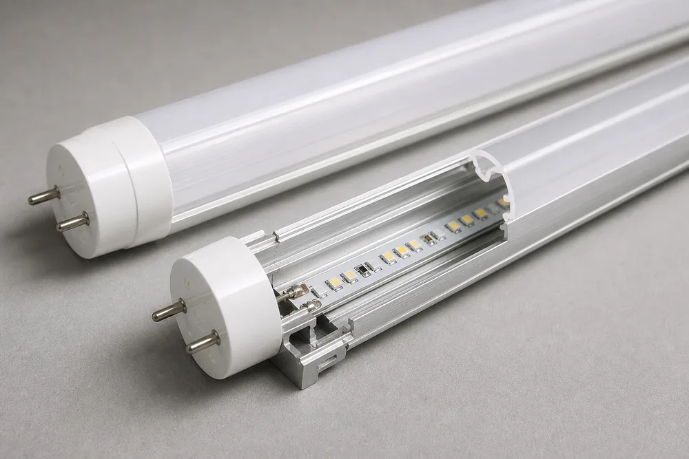 Tiub Luar PC T8 LED 2026 dan Perumahan Aluminium Dalaman untuk Pemasangan Lampu Tiub OEM dan Label Persendirian